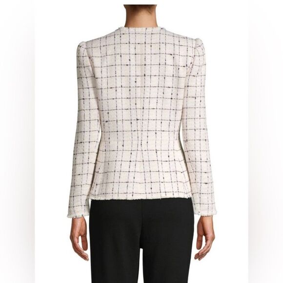 REBECCA TAYLOR Textured Plaid Cotton-Blend Jacket size 10 - Picture 2 of 9